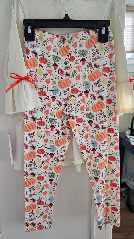 Bonnie Jean Girls 6X Mixed Print Autumn Pumpkin Leggings Set New w Tags image 5
