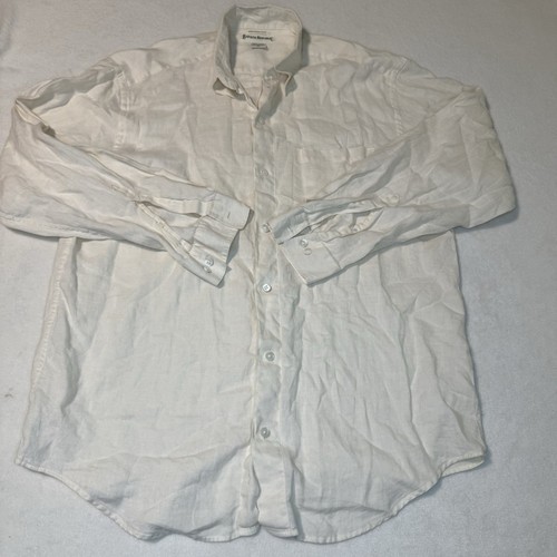 Banana Republic Irish Linen Shirt Men’s M Beige Button Up Lightweight Pocket