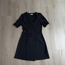 Madewell Women's Cross Front Button Casual Dress in True Black AF247 Size S NWT