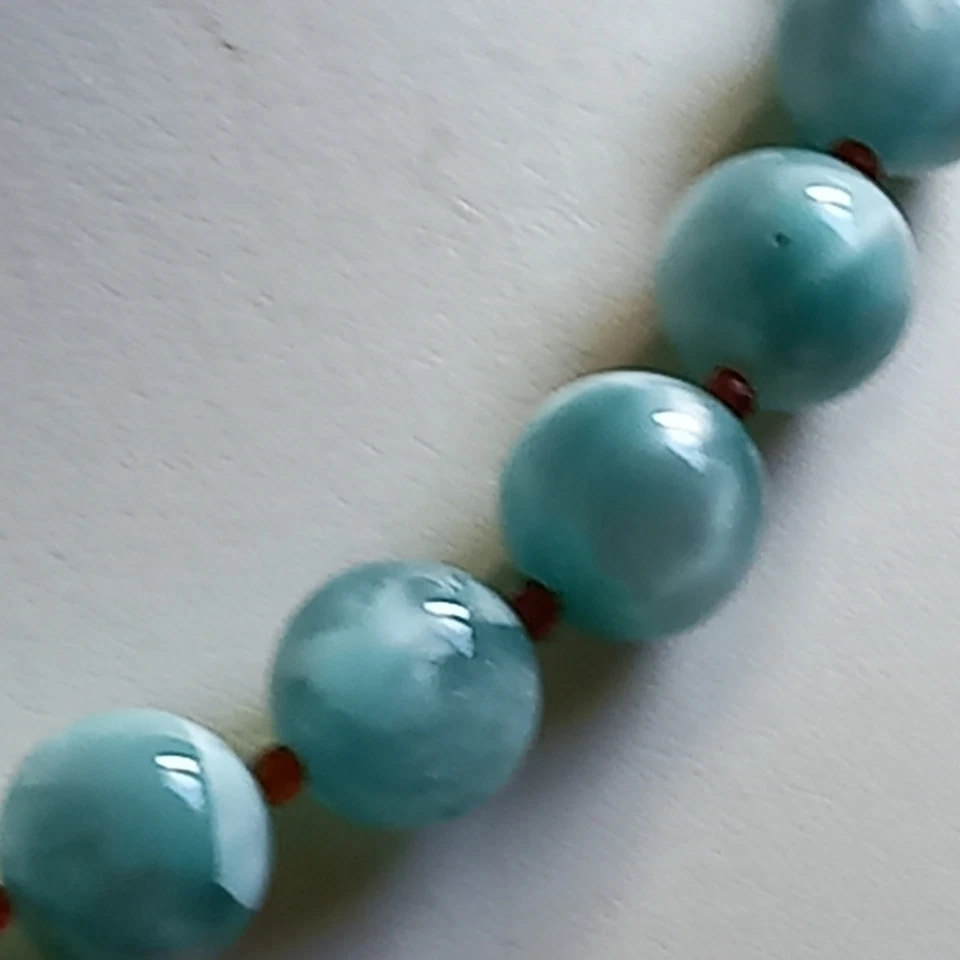 Collar de plata de ley 925 480 quilates angelita pavo real natural + granate hessonita Foto 3 de 4