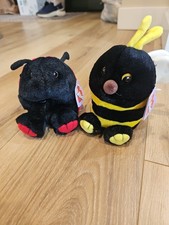 2 Vintage Puffkins Swibco Plush Buzz Bee And Dottie Ladybug NWT 1990's
