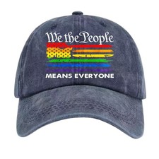 Rainbow US Flag We The People Means Everyone Unisex Washed Baseball Cap