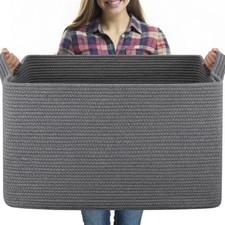 95L Extra Large Blanket Basket, 24" x 16.9" x 14.2" Woven Storage Basket for ...
