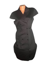 TAHARI Coat Dress 10 Black Knee Length Career Professional Lined Cap Sleeved