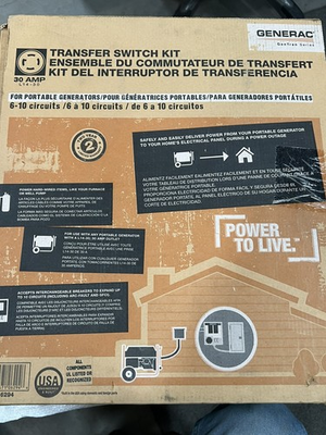 #ad GENERAC 6294 PORTABLE GENERATOR MANUAL TRANSFER SWITCH KIT NEW* #330154 $299.99