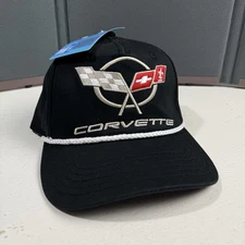 Corvette C5 Logo Hat Black White Rope Snapback Cap GM Licensed New With Tags