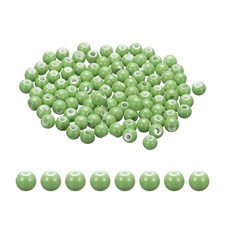 100Pcs 6mm Round Ceramic Porcelain Beads, Fruit Green