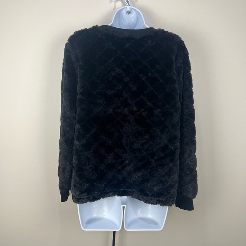 Steve Madden Women's Top Sweatshirt Quilted Cinched Waist Large Black - Picture 4 of 8