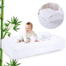 Crib Mattress Cover - Cotton Waterproof Mattress Protector Hypoallergenic and Br