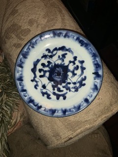 Chinese Antique 18th c. Lingzhi Yongzheng Blue & White Plate