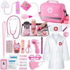 Doctor Kit for Girls, 34 Pcs Doctor kit for Toddlers 3-5 with Medical Storage...