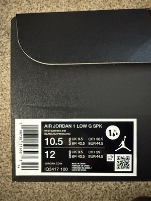 Air Jordan 1 Low G SPK Spiked Golf Shoes White / Green / Pink 10.5