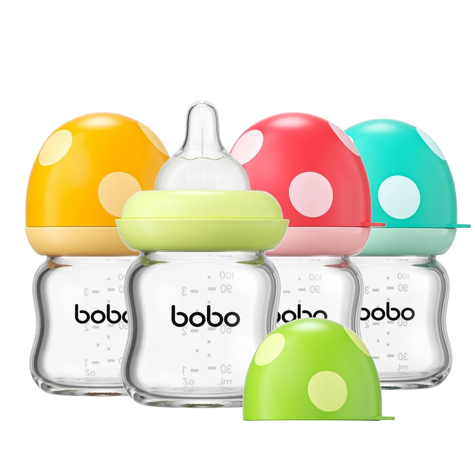 YOHKOH Natural Glass Baby Bottle with Natural Response Nipple, Newborn