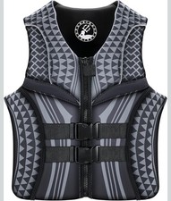 Adjustable Life Vest L Zipper Front Geometric Print Safety Buckles D-1-C CGP