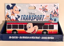 NIB Disney Parks Transport Bus Mickey Mouse Model Die Cast Metal Vehicle Toy