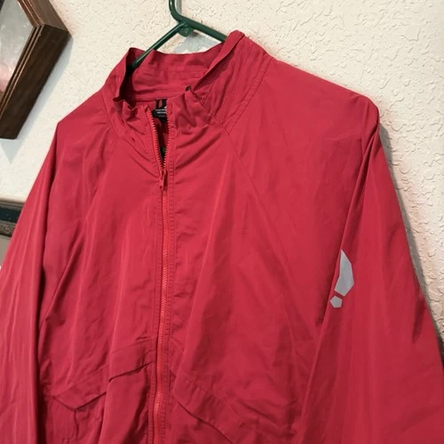 Bearded Goat Mens Designer Jacket Red Pockets Full Zip Windbreaker Size Large image 3