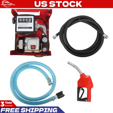 Electric Diesel Oil Fuel Gas Transfer Pump 110V w/ Meter Manual Nozzle 13' Hose