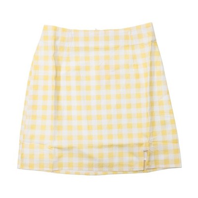 Charlie Holiday SIENNA MINI SKIRT Yellow Gingham Cotton Size S ROW8001