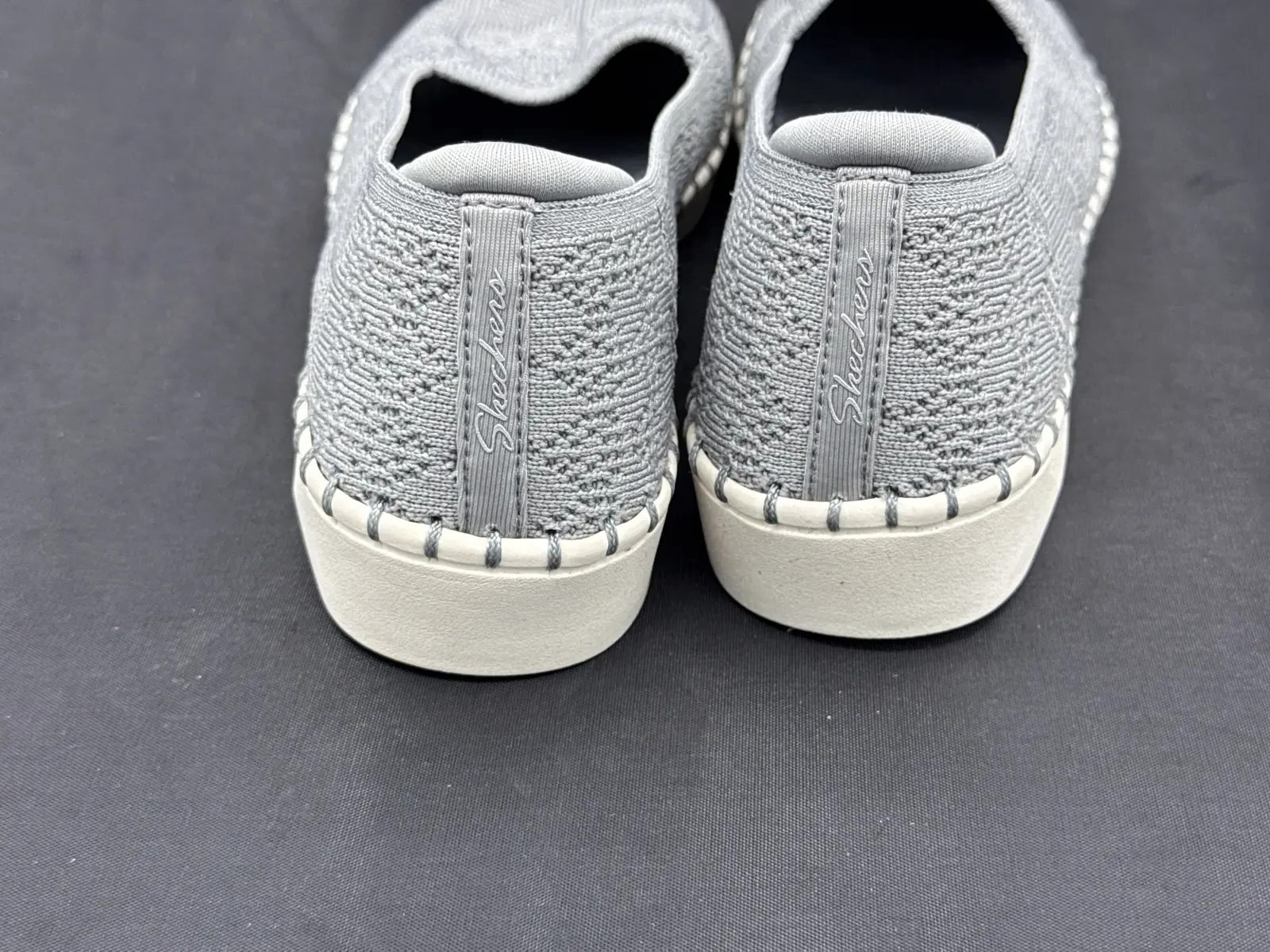 Skechers Stretch Fit Slip On Shoes Womens UK 4 Grey Memory Foam Knit Trainers image 6