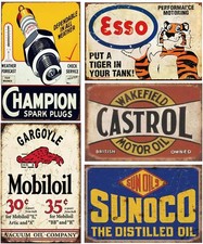 Tin Signs 5 Pieces Reproduction Vintage, Gas Oil Metal Spark Plug  Tiger