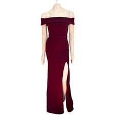 LULUS Aveline Off the Shoulder Maxi Dress in Burgundy Red WOMEN'S SMALL