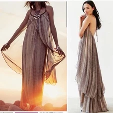 Raga Aphrodite Layered Maxi Dress Medium Open Back Tie Dye Bohemian Goddess Boho