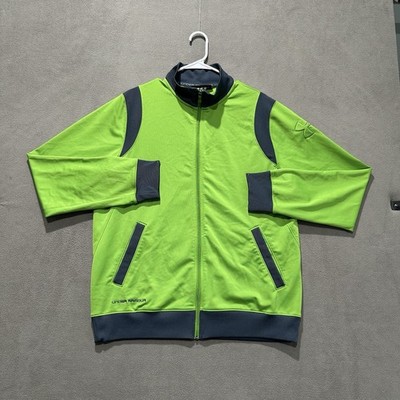 Under Armour Track Jacket Mens XL Green Full Zip Vented Active Performance EUC