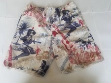 Breakwater swim trunks board shorts men's Small white hula Hawaiian tiki aloha