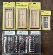 HOUSEWORKS DOLLHOUSE INTERIOR WOOD DOOR & IRON WORKS ORNATE FENCING NEW LOT OF 7