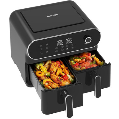 Iceagle Dual Air Fryer 11 Quart - 6-In1 Airfryer 2 Frying Baskets