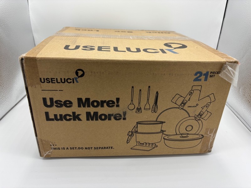 Useluck 21 pc Pots & Pans with Aluminum Lid, Nonstick Ti-Ceramic Cookware Sets,