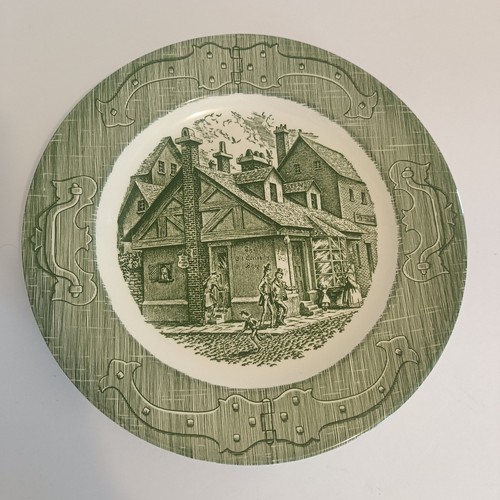 Set of 5 Royal China The Old Curiosity Shop Green Dinner Plates 10" - Picture 6 of 14