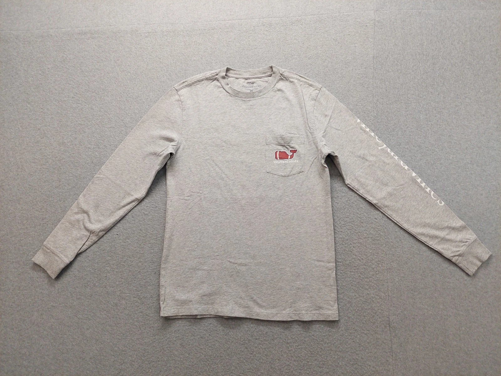 Vineyard Vines Men Shirt XS Gray Long Sleeve Pocket Tee Crew Neck 100% Cotton