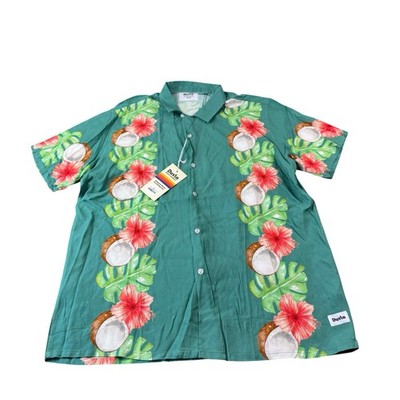Duvin Tropical Coconut AOP Perfosmncr Hawaiian Men s Button Front Size M NWT 