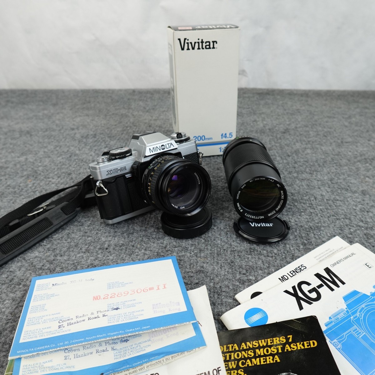 Vintage Minolta XG-M 35mm SLR Film Camera MD 50mm F1:2 Lens Shutter Works  Japan