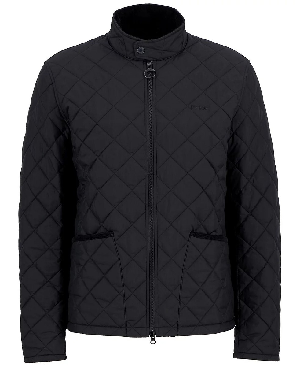 NWT Barbour Men's Linden Quilted Full-Zip Jacket in BLACK MEDIUM
