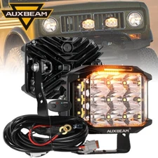 AUXBEAM 5INCH 168W Round LED Driving Work Light Bar White&Amber DRL ATV UTV 12V