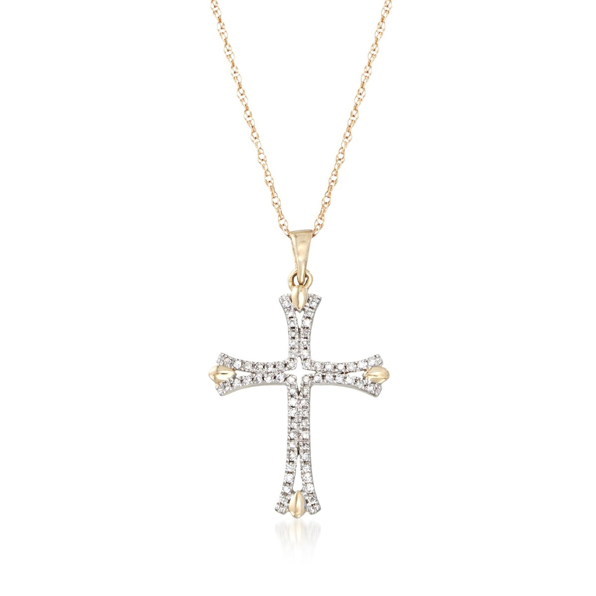 Ross-Simons 0.12 ct. t.w. Diamond Cross Pendant Necklace in