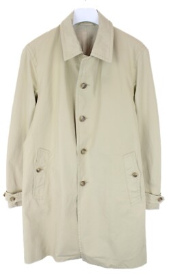Hugo Boss Frenn Mantel Herren EU 50 Beige Baumwolle Gefüttert Knopf Trenchcoat