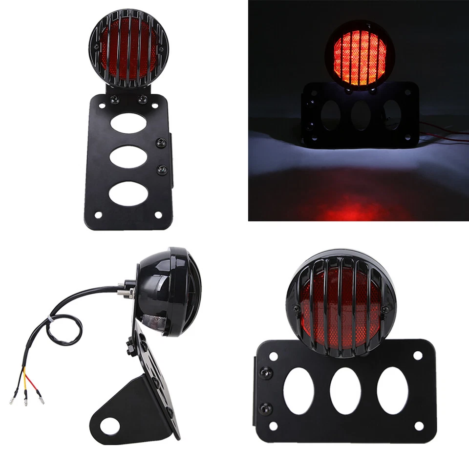 3/4" LED Motorcycle Tail Light License Plate Holder Fit for Harley Bobber Honda Foto 4 de 4