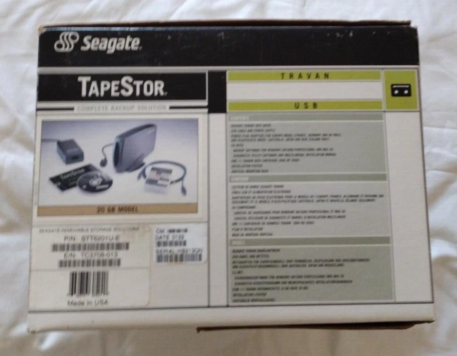 SEAGATE STT6201U-E TRAVAN 10/20GB EXTERNAL USB TAPE DRIVE NEW BOXED RETAIL KIT. - Image 2 of 4