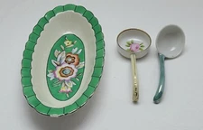 Noritake Oblong Condiment Bowl Nippon Ladle  Unmarked Ladle Porcelain Vintage