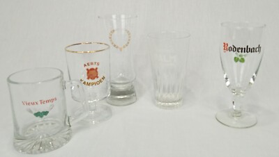 VTG  Belgian Cafe Inn Tavern pup bar  assortment of beer glasses set of 5