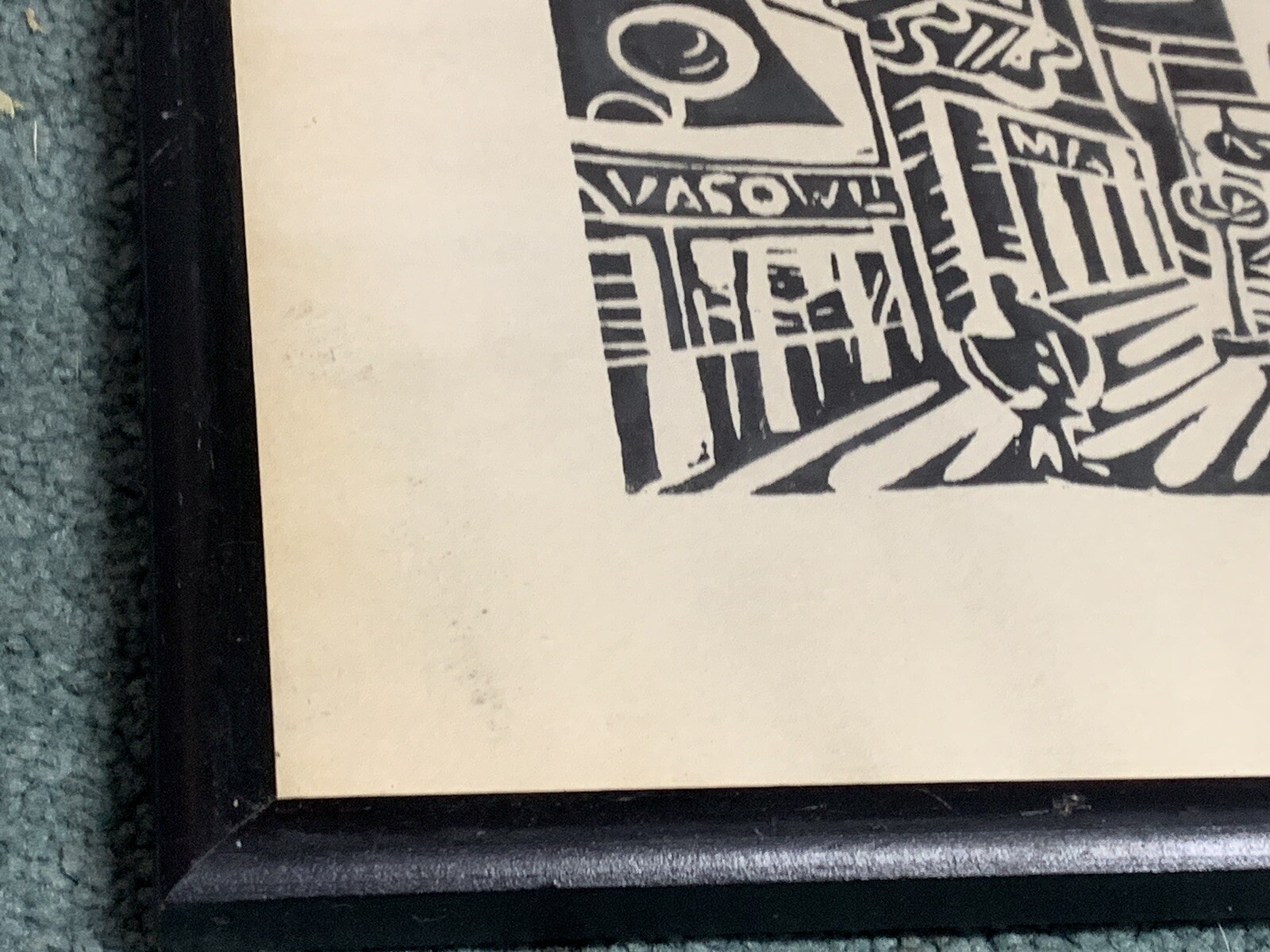 Vintage Block Print /Art / Painting estate Sale Find 18x13.5