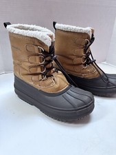 London Fog Youth Size 2 Brown Faux Leather Boots lined