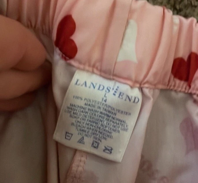 Pantalones de Pijama Niña’s Lands End Talla Grande (14) Día de San Valentín Rosa y Rojo Corazón Foto 2 de 3