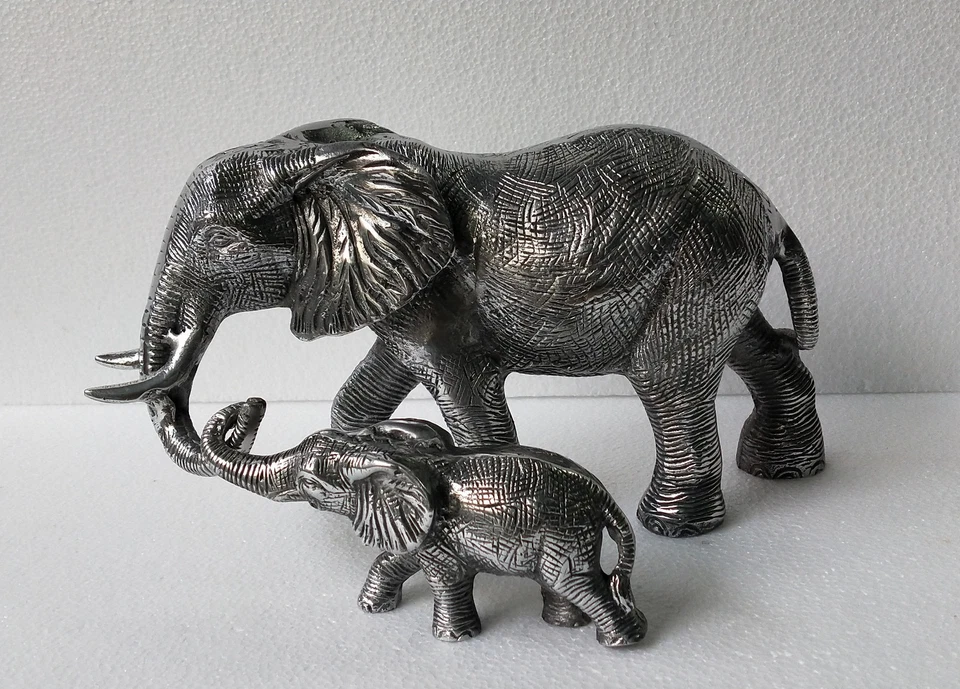 Juego de 3 estatua decorativa de aluminio de colección de elefantes de grupo * Foto 3 de 4