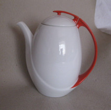 Kaffeekanne Seltmann Weiden Saturn Kanne 19cm weiß mit rotem Griff / rot / roter