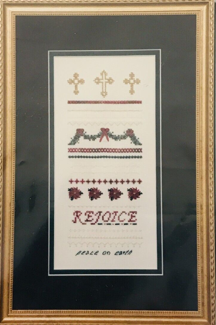 DKT Originals REJOICE SAMPLER Cross & Specialty Stitch Pattern & LINEN Vintage