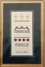 DKT Originals REJOICE SAMPLER Cross & Specialty Stitch Pattern & LINEN Vintage